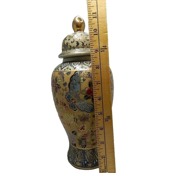 Garden Ridge Porcelain Vase with Lid Hand painted Butterflies & Flowers 11.75"H - Picture 14 of 15